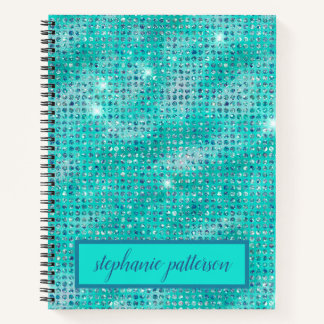 Luxury Light Blue Shimmering Sequins Individuelle Notizbuch