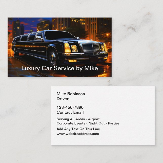 Luxury Limo Taxi Transportfahrer Visitenkarte (Vorne/Hinten)