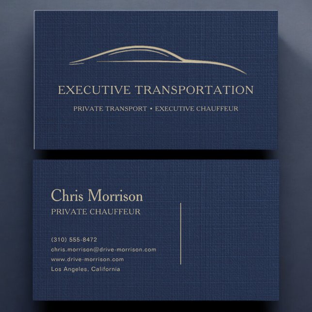 Luxury Linen Executive Transport Navy Blue Visitenkarte (Von Creator hochgeladen)