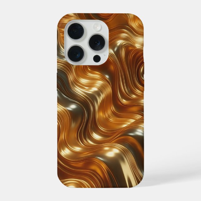 Luxury Liquid Gold Waves - Seamless Metallic Fluid iPhone Hülle (Rückseite)