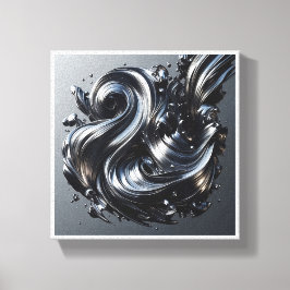 Luxury Liquid Silver Wave - 3D Metallic Fluid Abst Leinwanddruck
