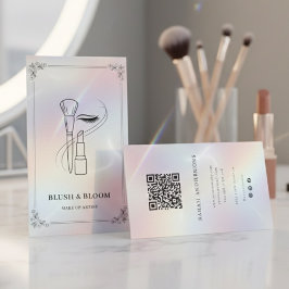 Luxury Makeup Artist with QR Code | Holographic Visitenkarte