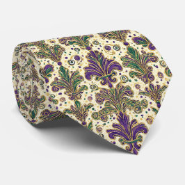 Luxury Mardi Gras Green Purple Gold Fleur De Lis  Krawatte