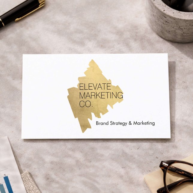Luxury Marketing Consultant Gold Logo White Visitenkarte (Von Creator hochgeladen)