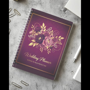 Luxury Maroon & Gold Wedding Planner Book Planer