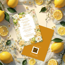Luxury Mediterranean Lemons & Flowers Wedding Einladung