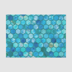 Luxury Metal Foil Glitzer Aqua Blue Honeycomb Seidenpapier