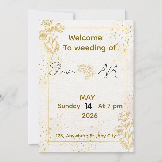Luxury Minimal Gold Wedding Invitation Einladung (Vorderseite)