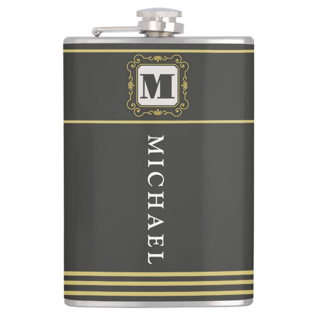 Luxury minimal Modern monogram Flachmann (Vorderseite)