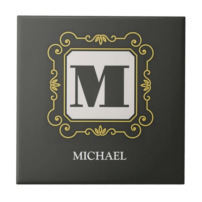 Luxury minimal Modern monogram Fliese (Vorderseite)