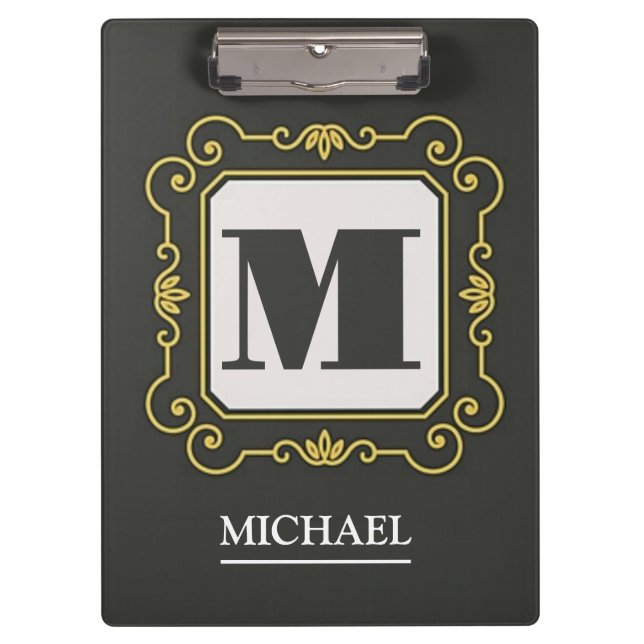 Luxury minimal Modern monogram Klemmbrett (Vorderseite)