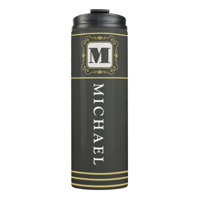 Luxury minimal Modern monogram Thermosbecher (Vorderseite)