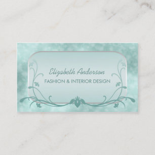 Luxury Mint Floral Bokeh Interieur Designer Visitenkarte