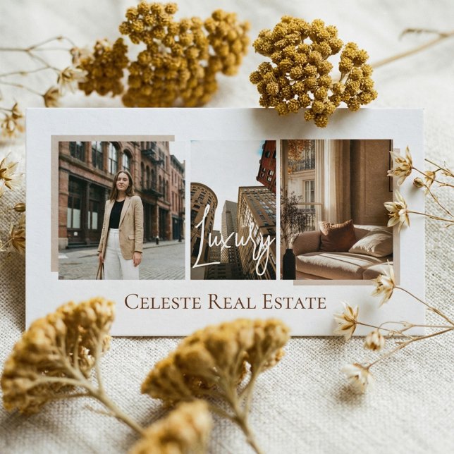 Luxury Modern Elegant Photo Layout Real Estate  Visitenkarte (Luxury Modern Elegant Photo Layout Real Estate Business Card)