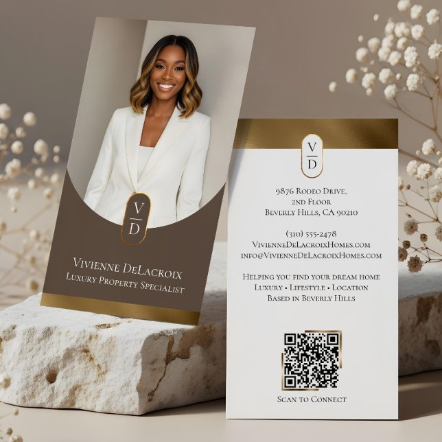 Luxury Modern Gold Arch Monogram Real Estate Photo Visitenkarte (Luxury Modern Gold Arch Monogram Real Estate Photo Business Card)