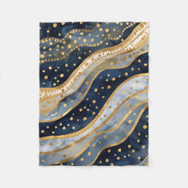 Luxury, Modern, Gold Blue Pattern Fleecedecke
