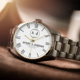 Luxury Modern Minimalist Monogram Personalized Wed Armbanduhr