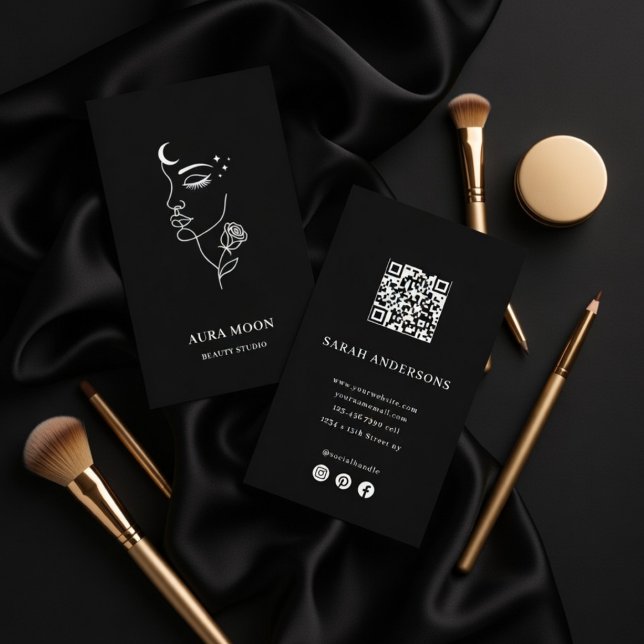 Luxury Mond Schönheitsstudio Elegant  Visitenkarte (Von Creator hochgeladen)