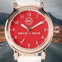 Luxury Monogram couple names red