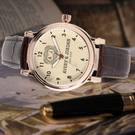 Luxury monogram cream couple names initials armbanduhr