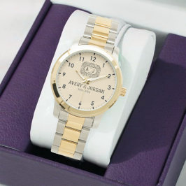 Luxury monogram cream couple names initials armbanduhr