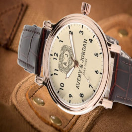 Luxury monogram cream couple names initials  armbanduhr