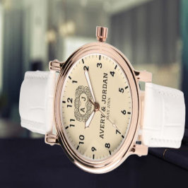 Luxury monogram cream couple names initials  armbanduhr