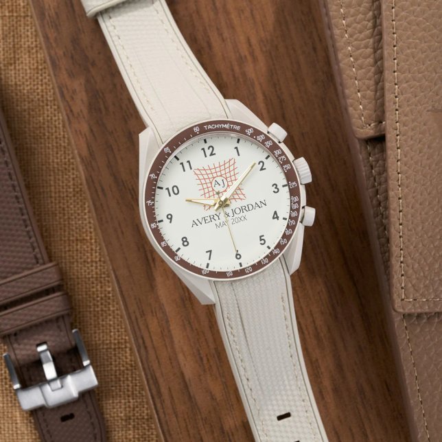 Luxury Monogram Elegant Initials Couple Names Armbanduhr (Von Creator hochgeladen)