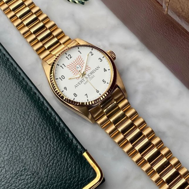 Luxury Monogram Elegant Initials Couple Names Armbanduhr (Von Creator hochgeladen)