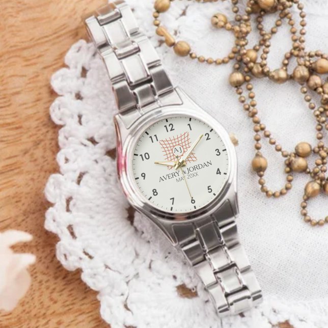 Luxury Monogram Elegant Initials Couple Names Armbanduhr (Von Creator hochgeladen)