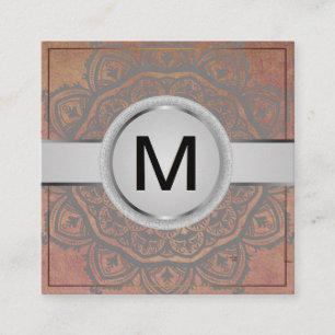 Luxury Monogram Mandala Pattern Quadratische Visitenkarte