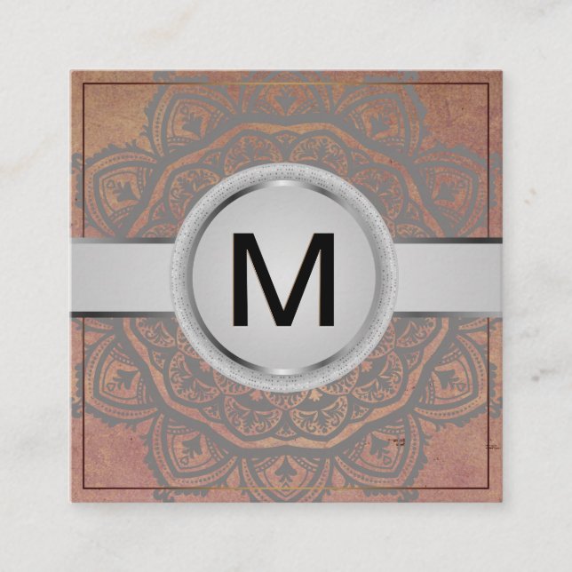 Luxury Monogram | Mandala Pattern Quadratische Visitenkarte (Vorderseite)