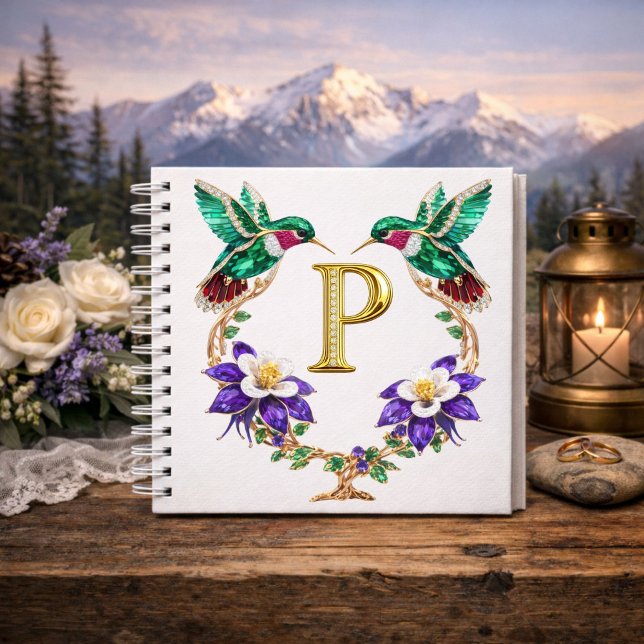 Luxury Monogram P Gold Hummingbird Wedding Shower  Notizbuch (Von Creator hochgeladen)