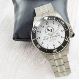 Luxury Monogram with Elegant Initials White Armbanduhr