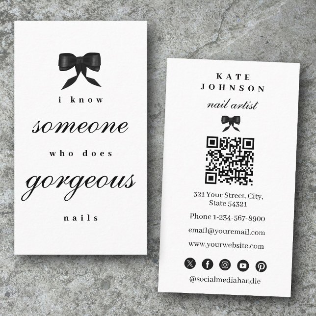 Luxury Nail Artist Beaty Salon Manicure QR Code  Visitenkarte (Luxury Nail Artist Beaty Salon Manicure QR Code Business Card)