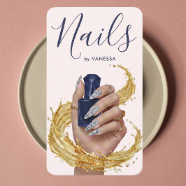 Luxury Nail Artist Manicurist Mist Grey and Navy Visitenkarte