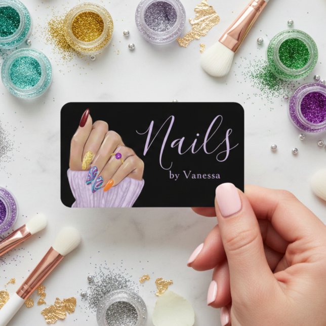 Luxury Nail Technician Chic Manicurist Branding Visitenkarte (Von Creator hochgeladen)