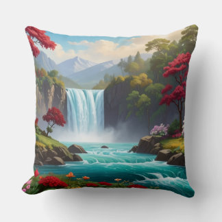 Luxury Nature Waterfall Throw Pillow -Scenic décor Kissen