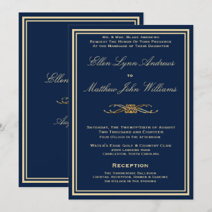 Luxury Navy Blue - Einladung zum Hochzeitsfeiern -