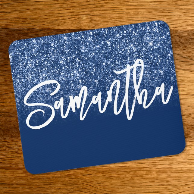Luxury Navy Blue Glitzer Ombre Personalisiert Mousepad (Von Creator hochgeladen)