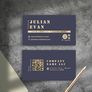Luxury Navy Blue & Gold Shiny Fett Typografie Visitenkarte