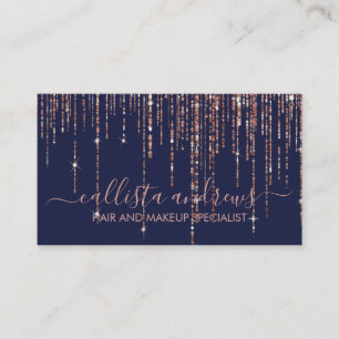 Luxury Navy Blue Rose Gold Glitzer Fringe Vorhang Visitenkarte