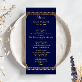 Luxury Navy Blue und Gold Wedding Menükarte