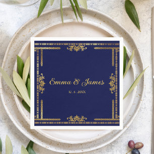 Luxury Navy Blue und Gold Wedkin Napkin Serviette