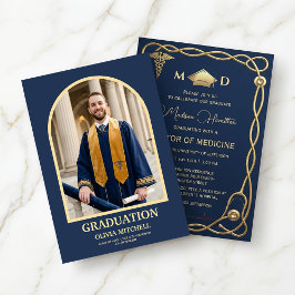 Luxury Navy & Gold Medical Graduation Invitation Einladung
