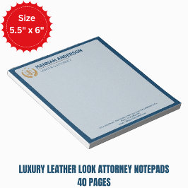 Luxury Navy Leather Look Attorney Logo Notepad Notizblock