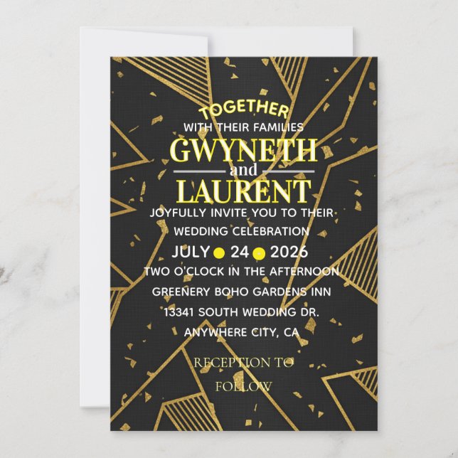 Luxury Noir Elegant Black and Gold Formal Invitati Einladung (Vorderseite)