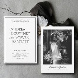 Luxury Old Money Black and White Wedding Einladung