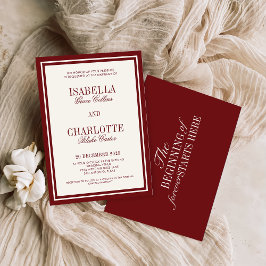 Luxury Old Money Burgundy Timeless Wedding Einladung