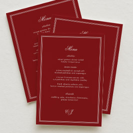 Luxury Old Money Maroon Wedding Menu Menükarte